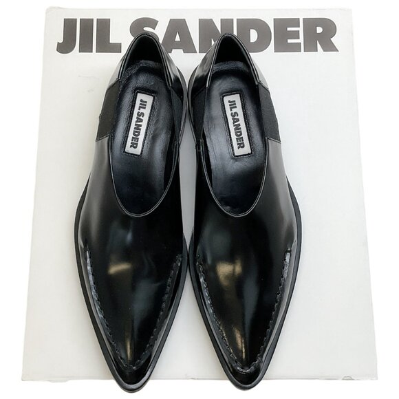 Jil Sander Black Leather Pointed Toe Flat Loafers - Picture 6 of 12